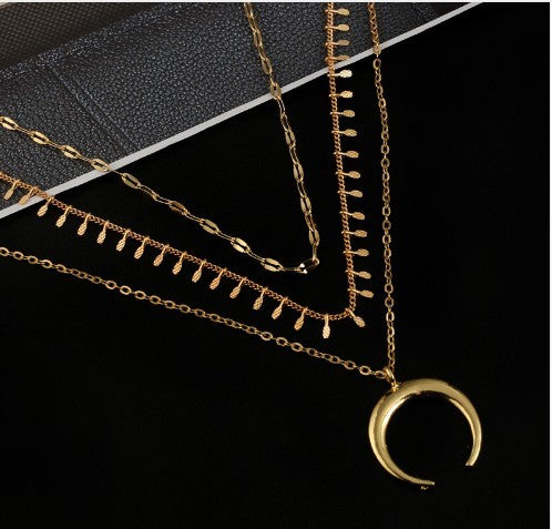 Layered Moon Pendant Jewelry