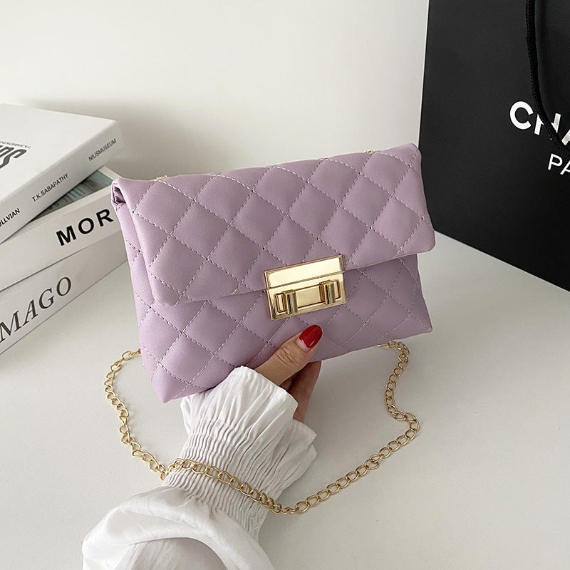 Diamond Plaid Embroidered Women's Twist Lock Bag