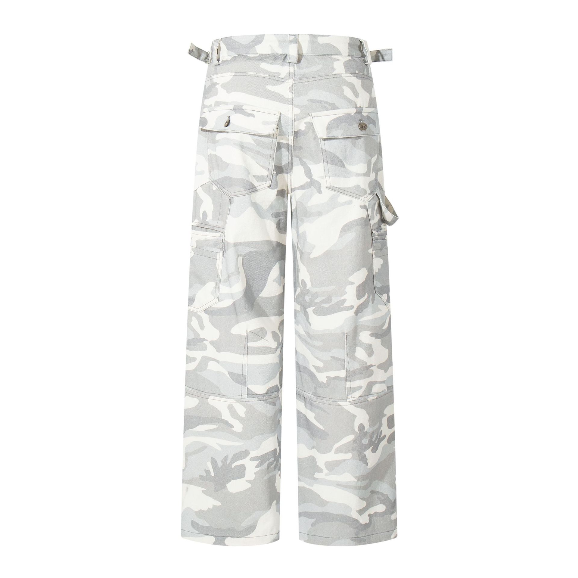 White camouflage pants on a white background
