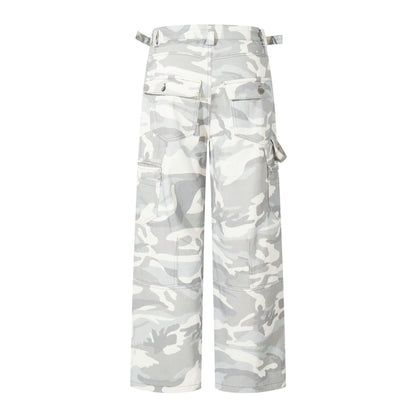 White camouflage pants on a white background