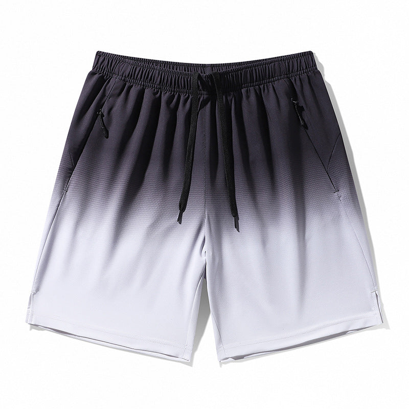 Gradient shorts transitioning from black to white on a white background