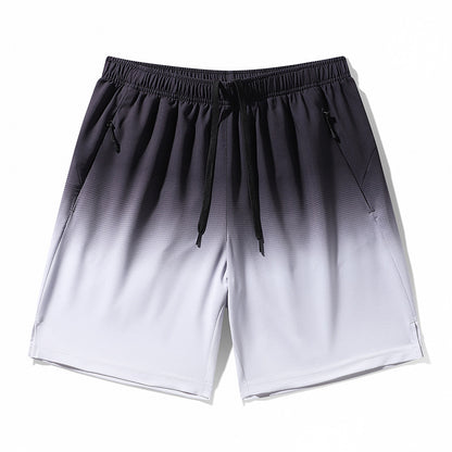 Gradient shorts transitioning from black to white on a white background