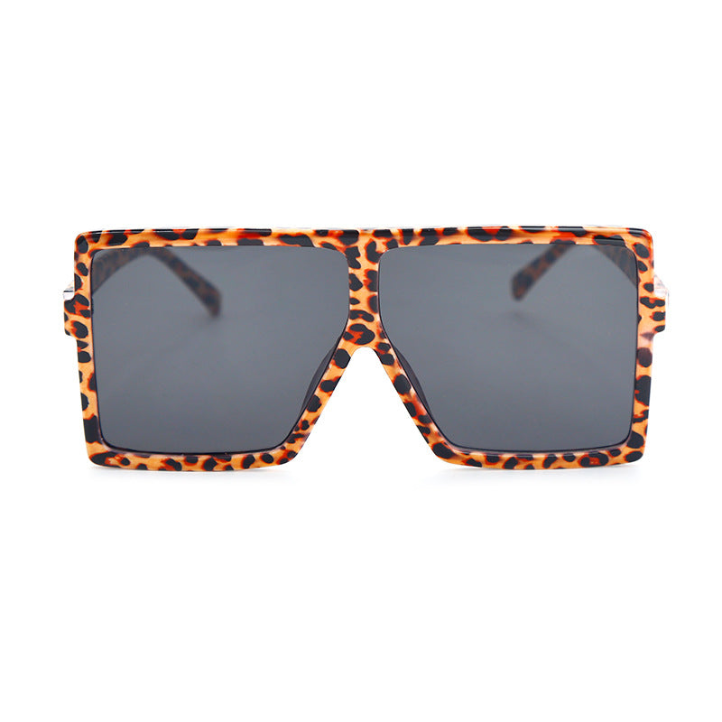 Sunglasses with leopard print frame on a white background