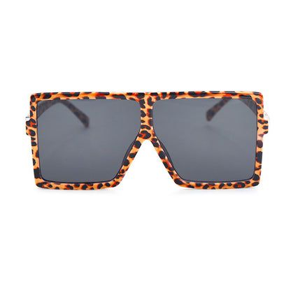 Sunglasses with leopard print frame on a white background