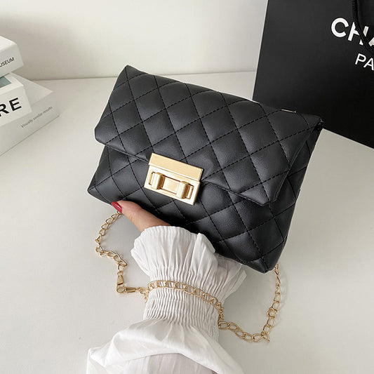 Diamond Plaid Embroidered Women's Twist Lock Bag