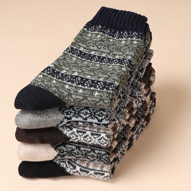 Retro Thick Line Men's Socks Warm (5 or 10 Pairs)