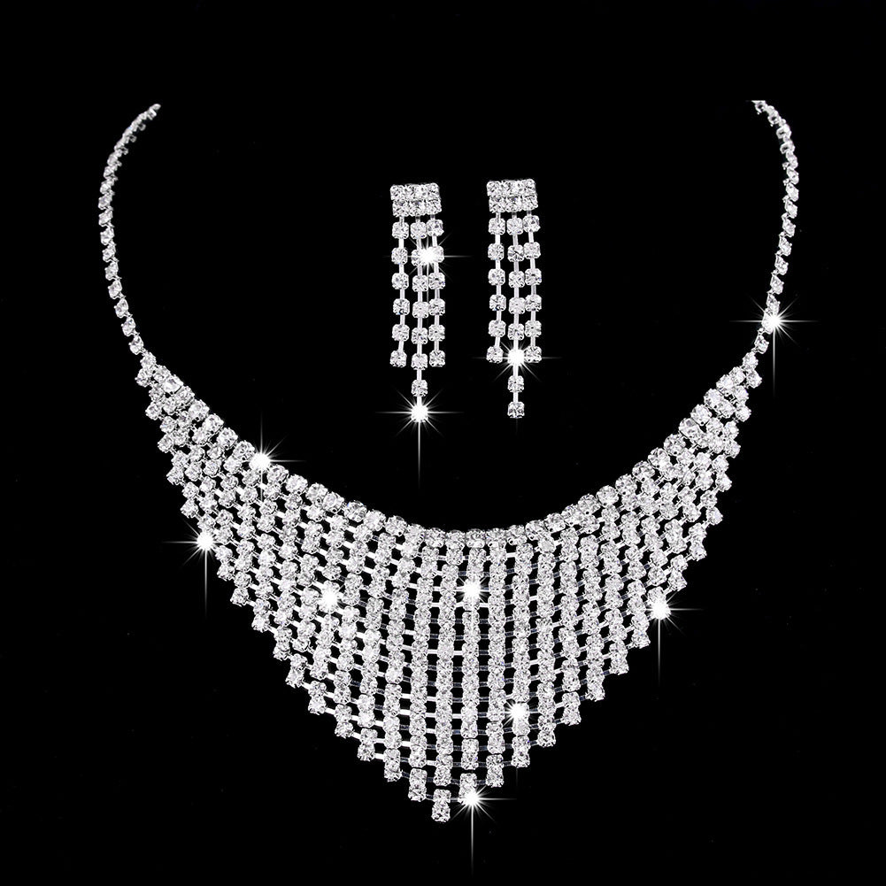 Rhinestone Zircon Water Drop Jewelry Set