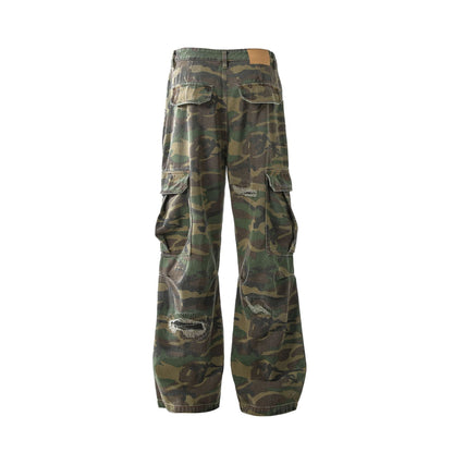 Camouflage pants on a white background