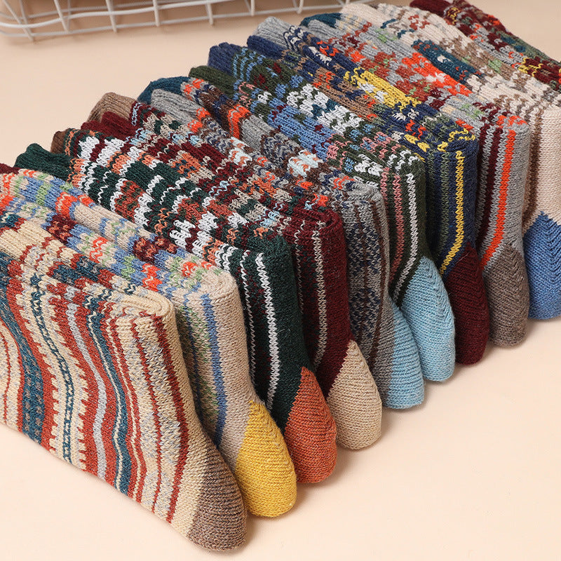 Retro Thick Line Men's Socks Warm (5 or 10 Pairs)