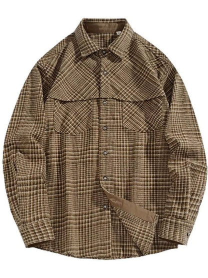 Plaid shirt with a checkered pattern on a white background