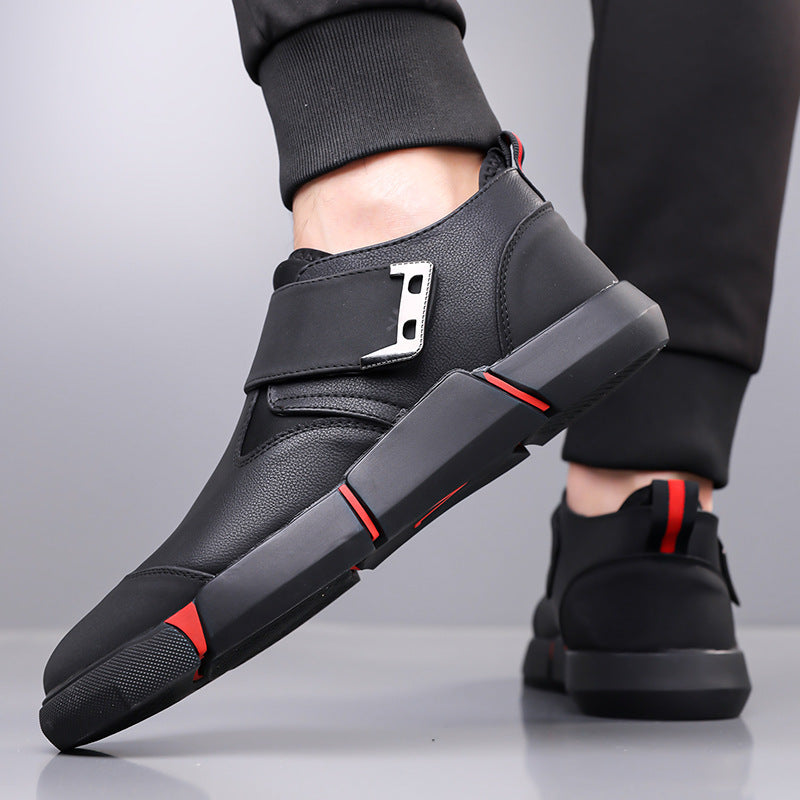 Men's Casual Leather Low-top Velcro Non-slip Shoes