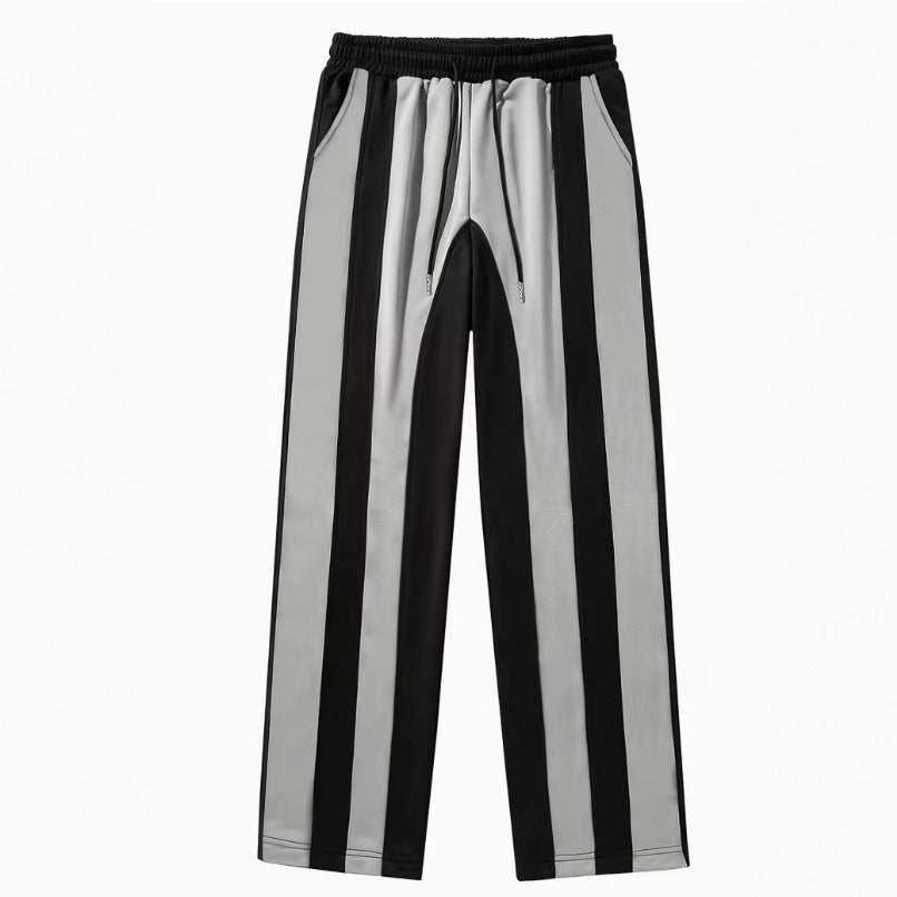 Black and white striped pants on a white background