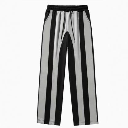 Black and white striped pants on a white background
