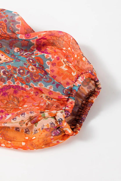 Colorful fabric with a floral pattern on a white background