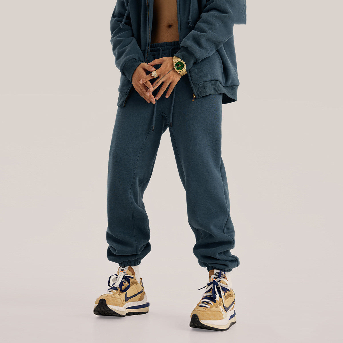 Men's Solid Color Casual Fleece Sweatpants