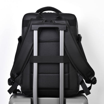Black backpack with wheels on a white background