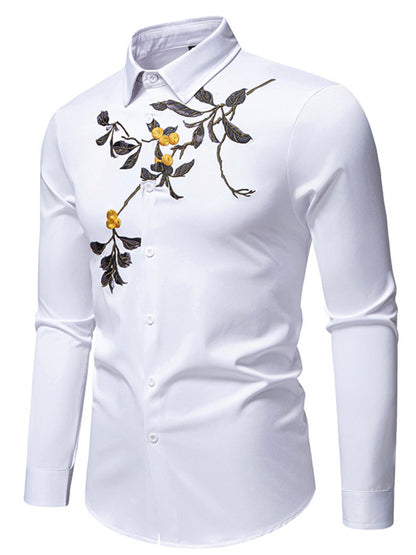 White shirt with floral embroidery on a white background