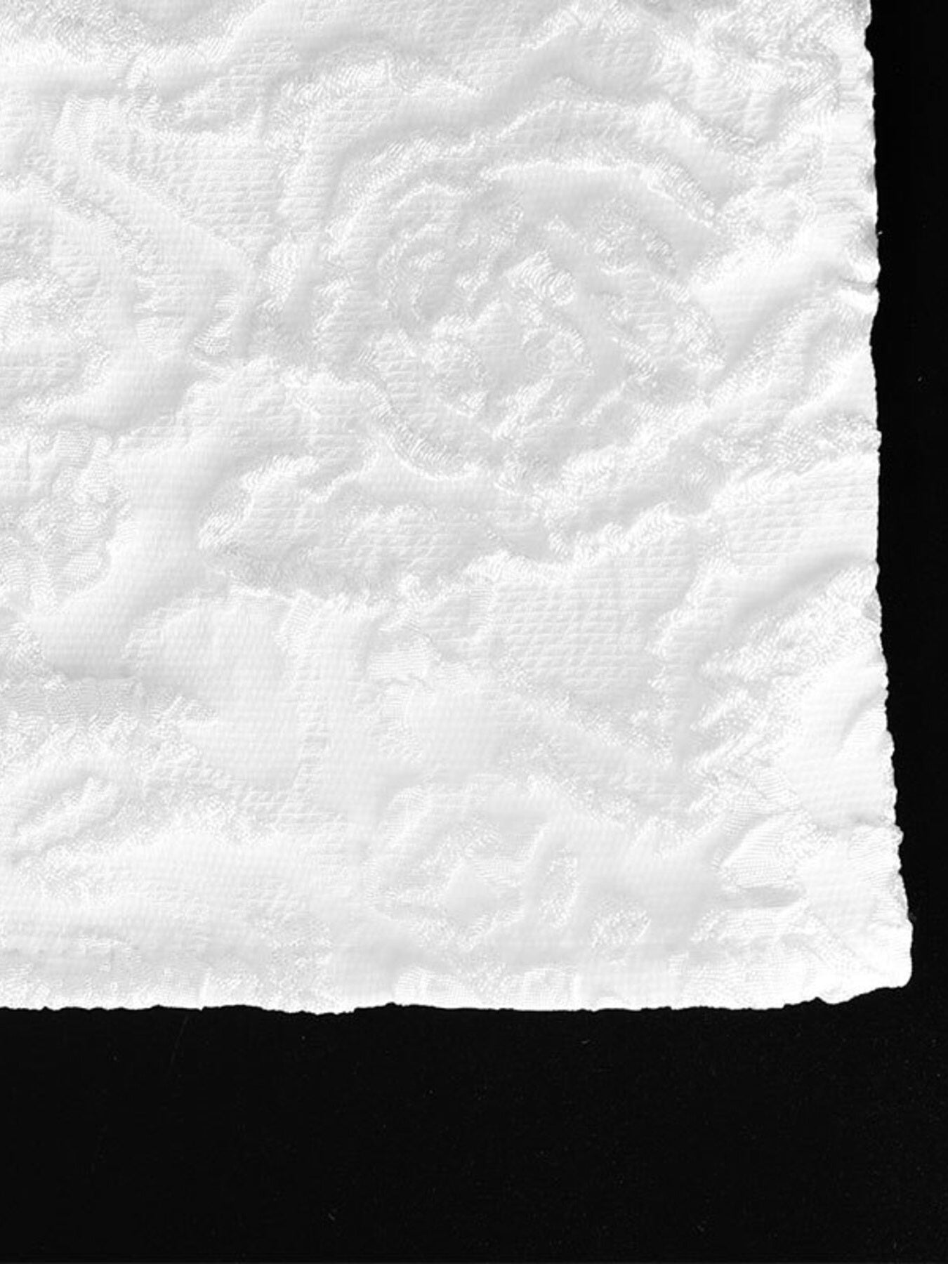 Close-up of textured white paper with black border