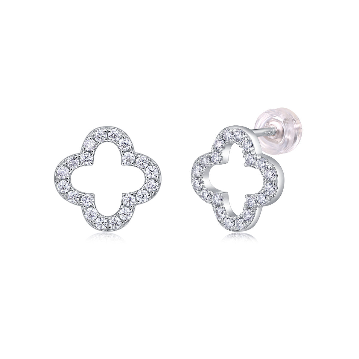 Fashionable And Luxurious Sterling Silver And Platinum-plated Stud Earrings