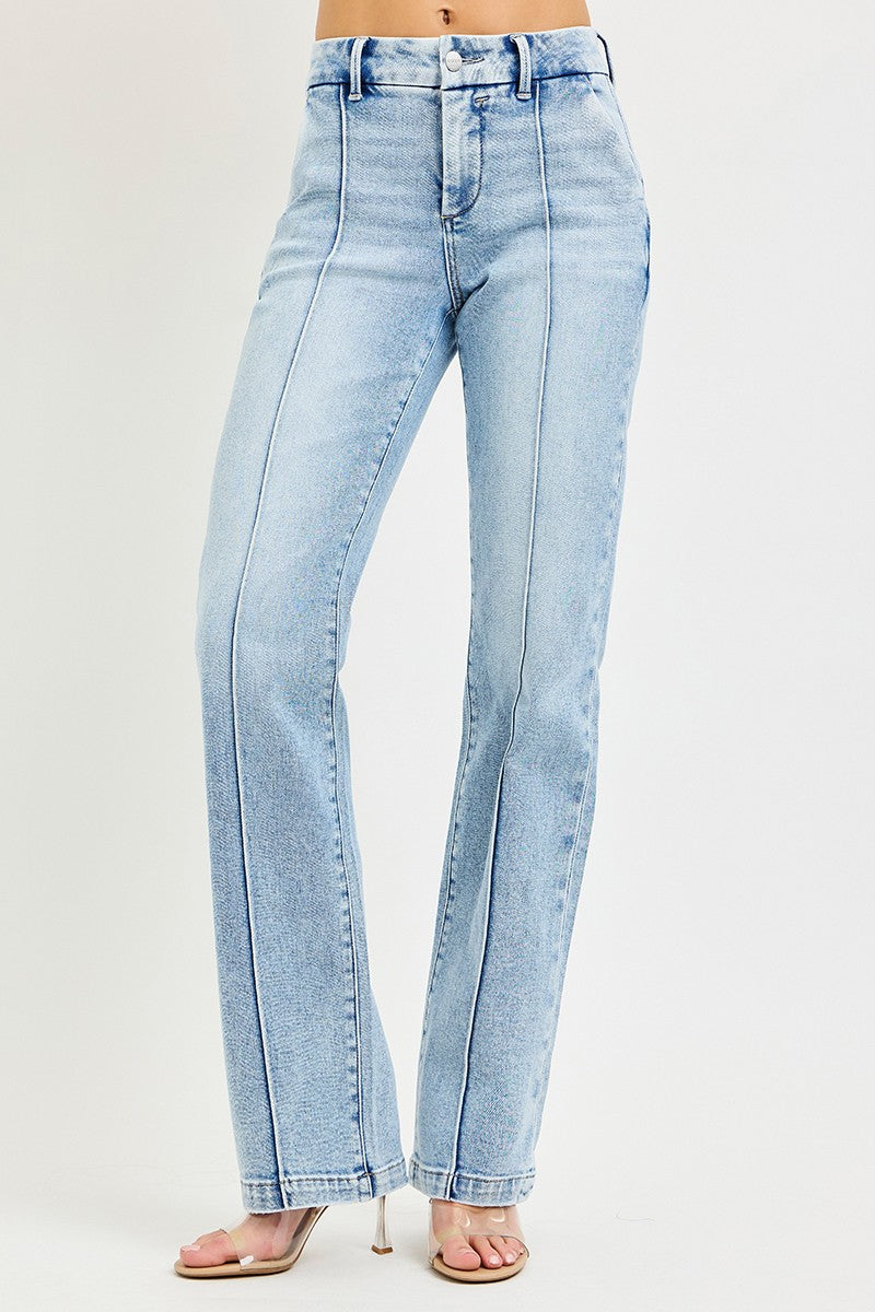 Light blue jeans on a white background