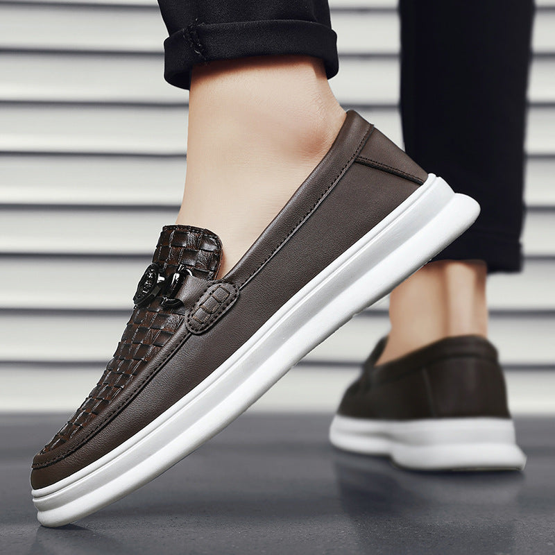 Men's British Style Low-top Slip-on Leather Shoes
