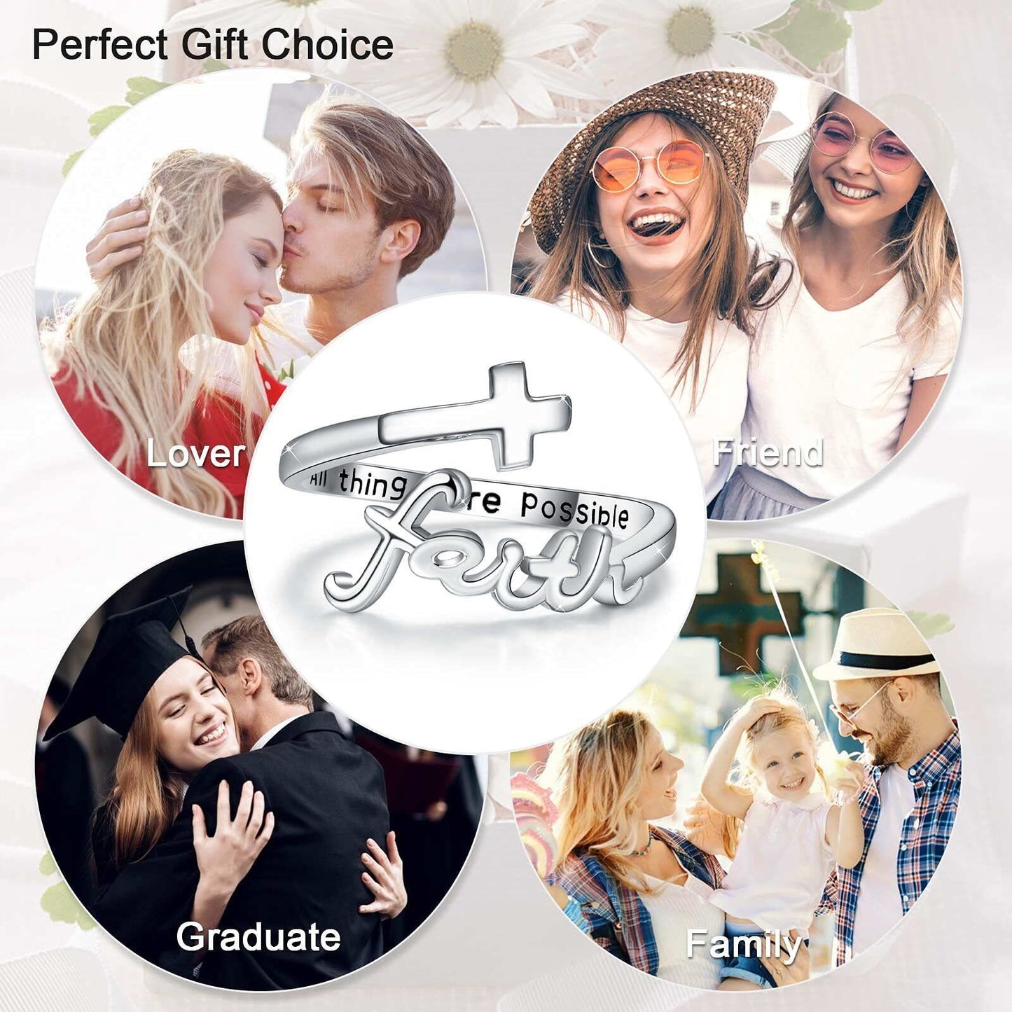 Sterling Silver Faith Adjustable Ring