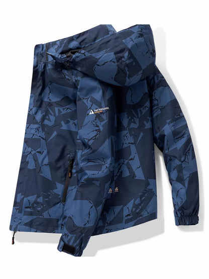 Blue camouflage jacket on a white background