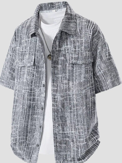 Short-sleeve shirt with a pattern on a white background