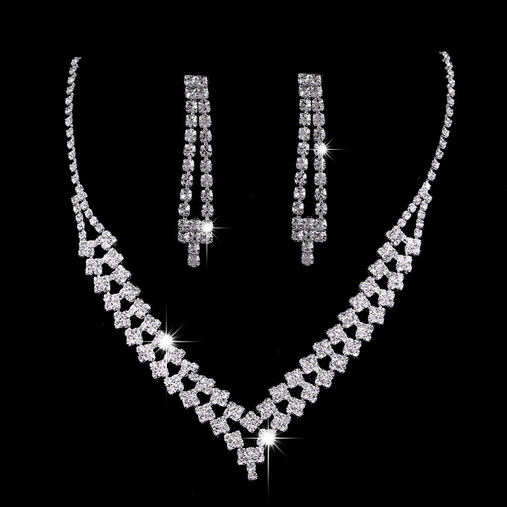 Rhinestone Zircon Water Drop Jewelry Set