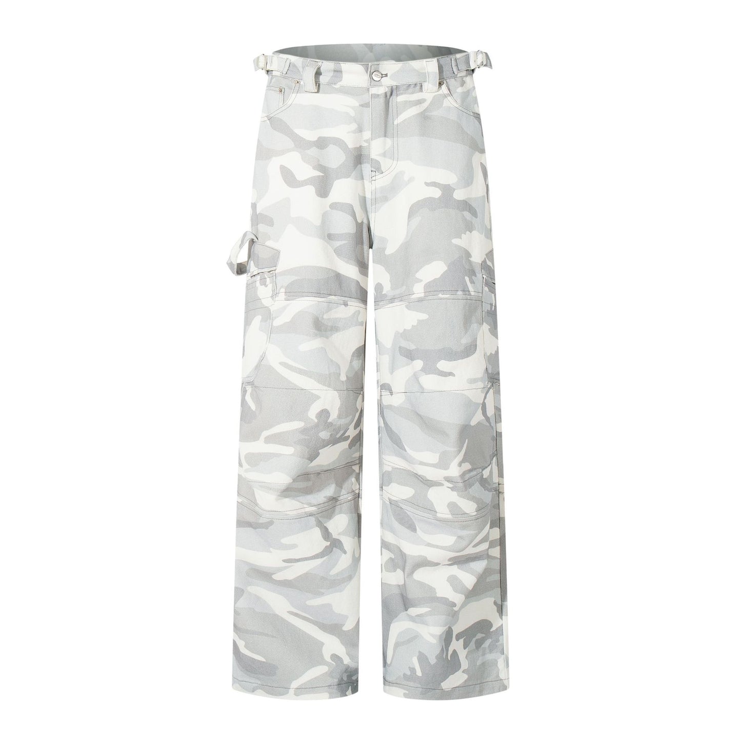White camouflage pants on a white background
