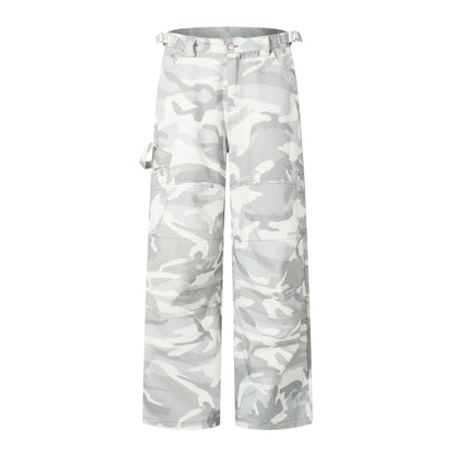White camouflage pants on a white background