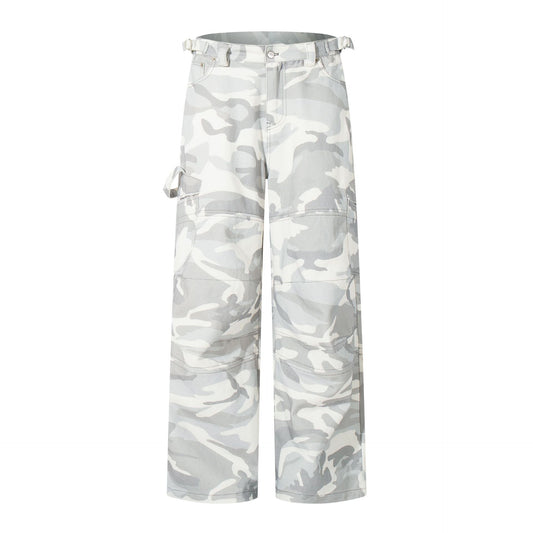White camouflage pants on a white background