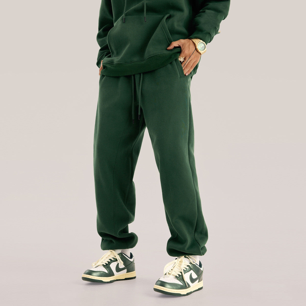 Men's Solid Color Casual Fleece Sweatpants