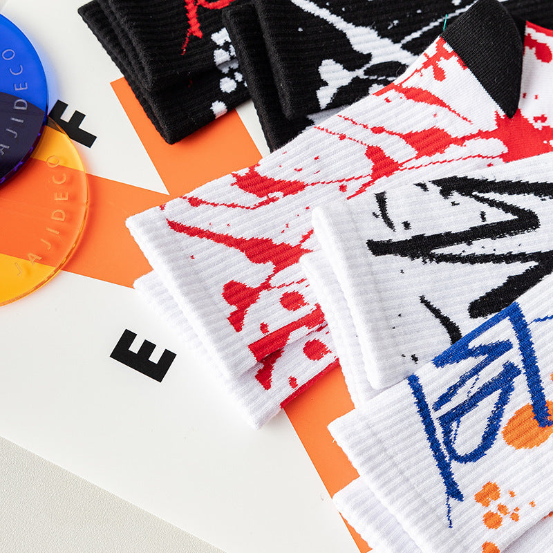 Mid Tube Graffiti Cotton Socks