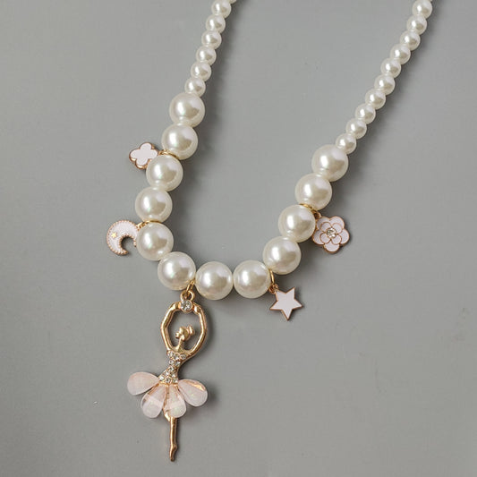 Girl's Ballerina Pearl Necklace