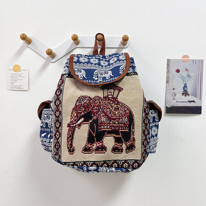 Backpack with elephant design on a white background