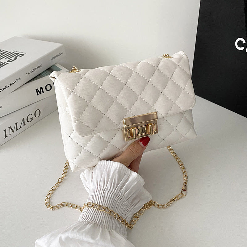 Diamond Plaid Embroidered Women's Twist Lock Bag