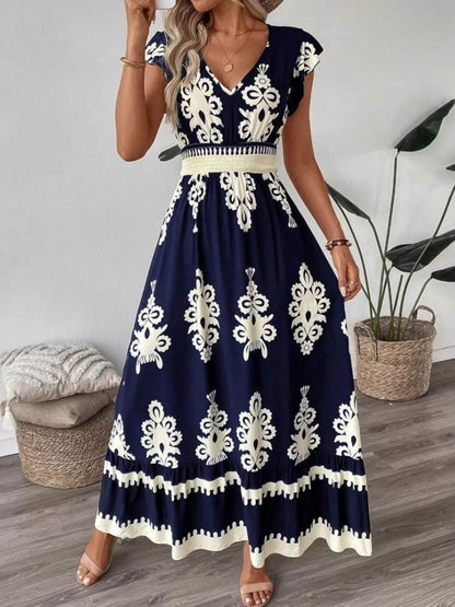 Ruffled Cap-Sleeve Brunch Dress
