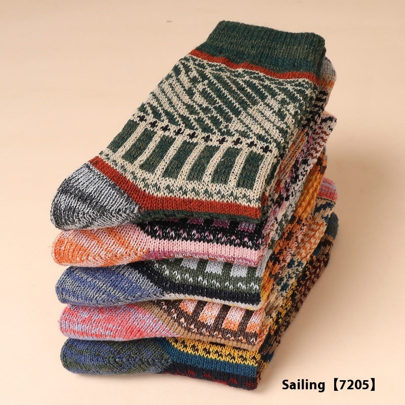 Retro Thick Line Men's Socks Warm (5 or 10 Pairs)