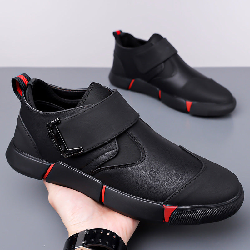 Men's Casual Leather Low-top Velcro Non-slip Shoes