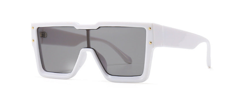 White sunglasses with gray lenses on a white background