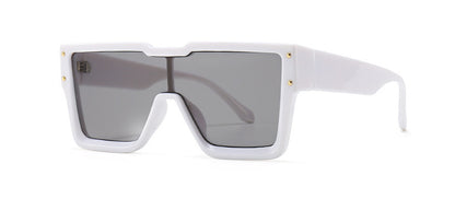 White sunglasses with gray lenses on a white background