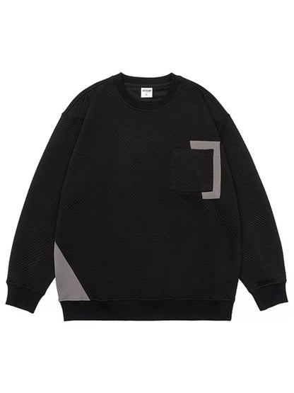 Black sweatshirt with geometric design on a white background