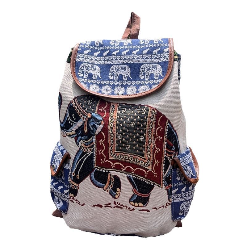 Backpack with elephant design on a white background