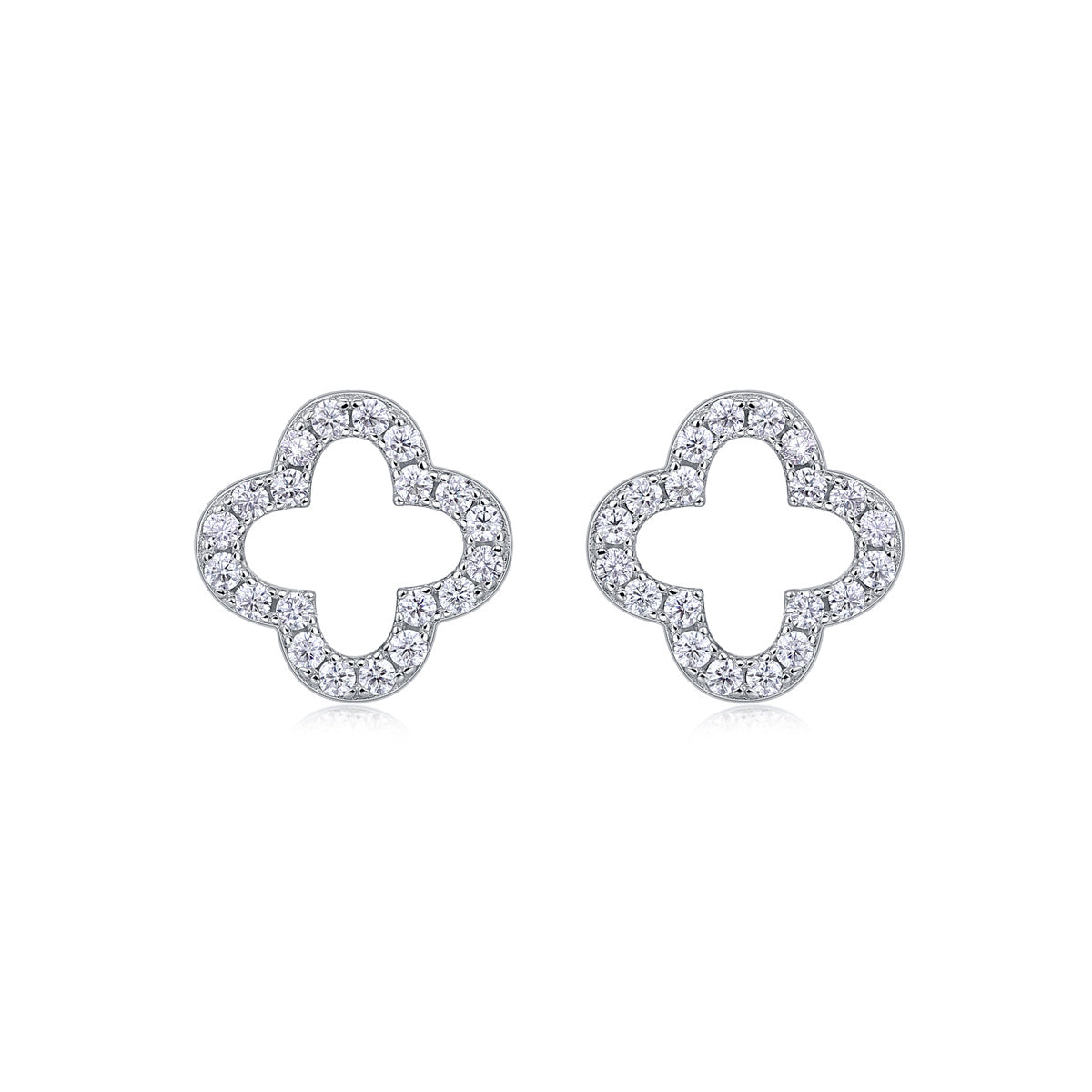Fashionable And Luxurious Sterling Silver And Platinum-plated Stud Earrings