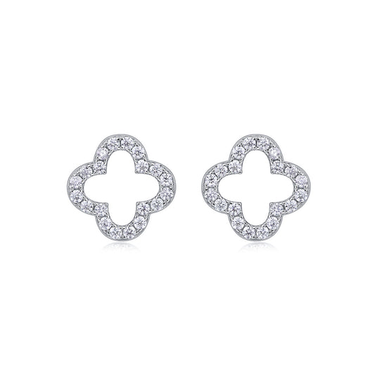 Fashionable And Luxurious Sterling Silver And Platinum-plated Stud Earrings