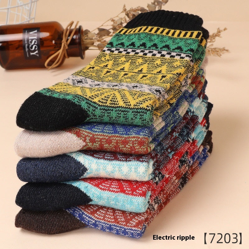 Retro Thick Line Men's Socks Warm (5 or 10 Pairs)