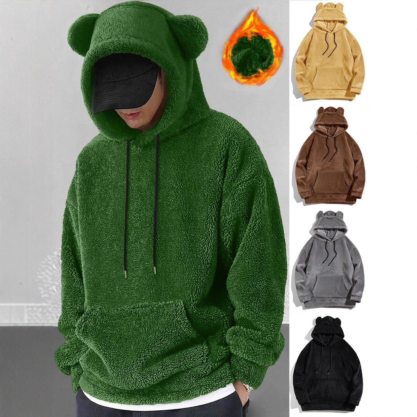 Men's Warm Coral Fleece Hoodie