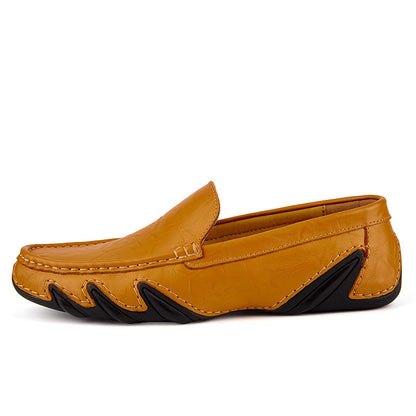 Brown leather loafer shoe on a white background
