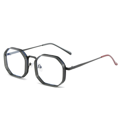 Round eyeglasses with a black frame on a white background